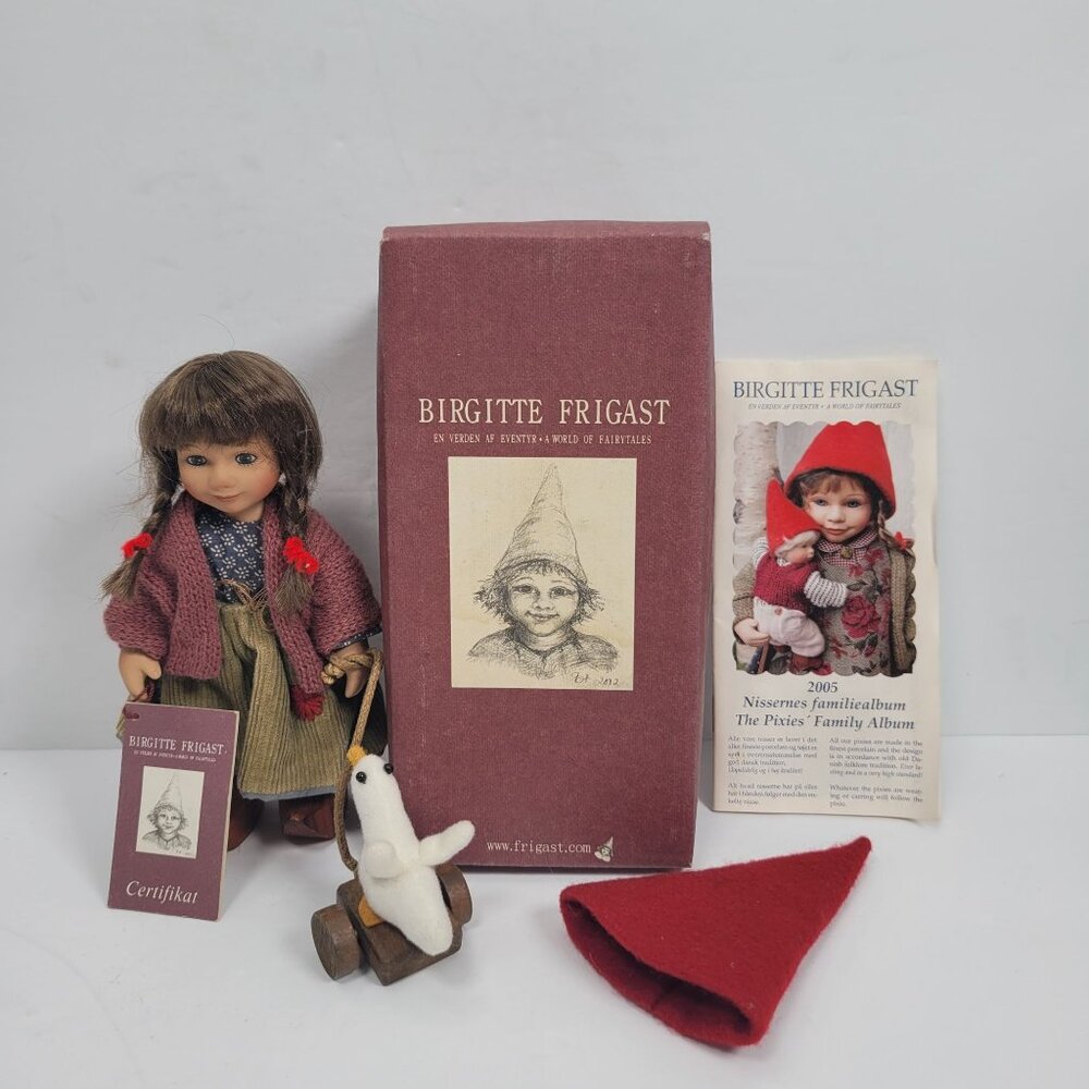 Birgitte Frigast 2005 Porcelain Doll W/ Duck Pull Toy